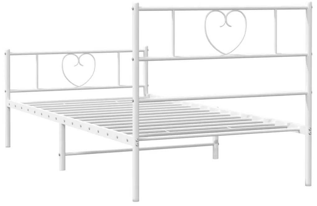 Estrutura de cama com cabeceira e pés 75x190 cm metal branco