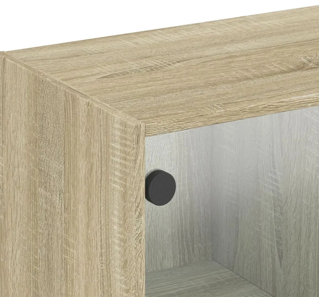 Armário de parede c/ portas vidro 102x37x35 cm carvalho sonoma