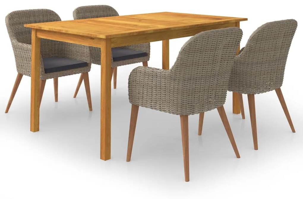 vidaXL 5 pcs conjunto de jantar para jardim castanho