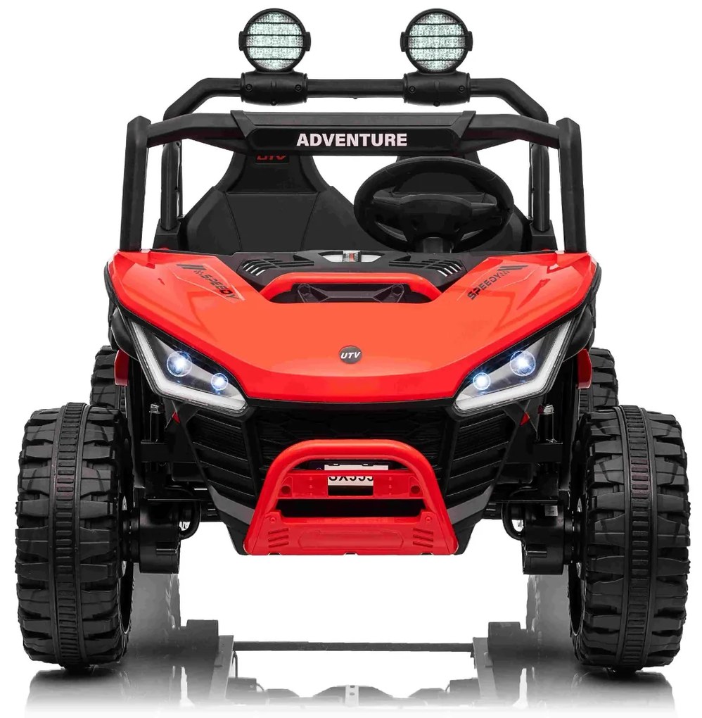 Jipe elétrico para crianças T-REX Ride 4x4, 2 Lugares, 24V, leitor MP3, bateria de lítio, Rodas EVA, controlo remoto, luzes LED Vermelho