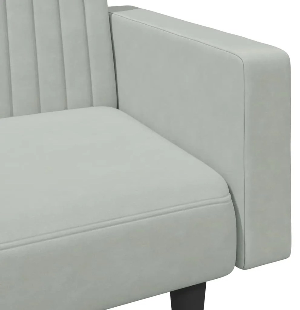 2 pcs conjunto de sofás veludo cinzento-claro