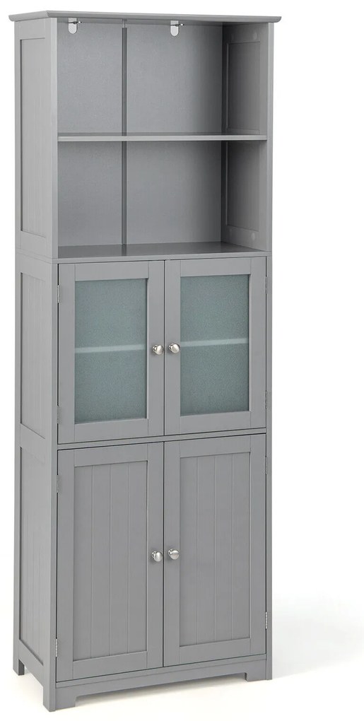 Armário de banheiro autônomo de 163 cm com 2 compartimentos e prateleiras ajustáveis