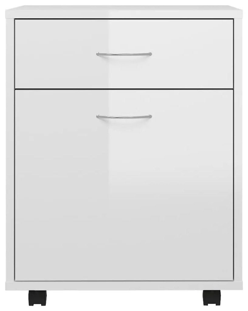 Móvel com rodas 45x38x54 cm derivados madeira branco brilhante
