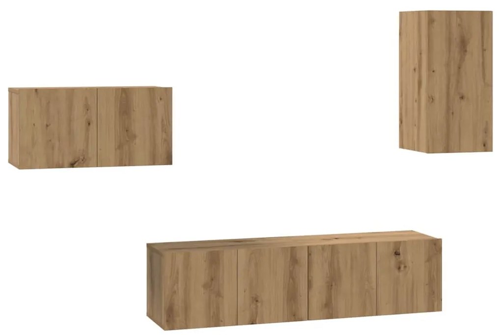 Conjunto de móvel de TV com gaveta com prateleira 4 pcs carvalho artis