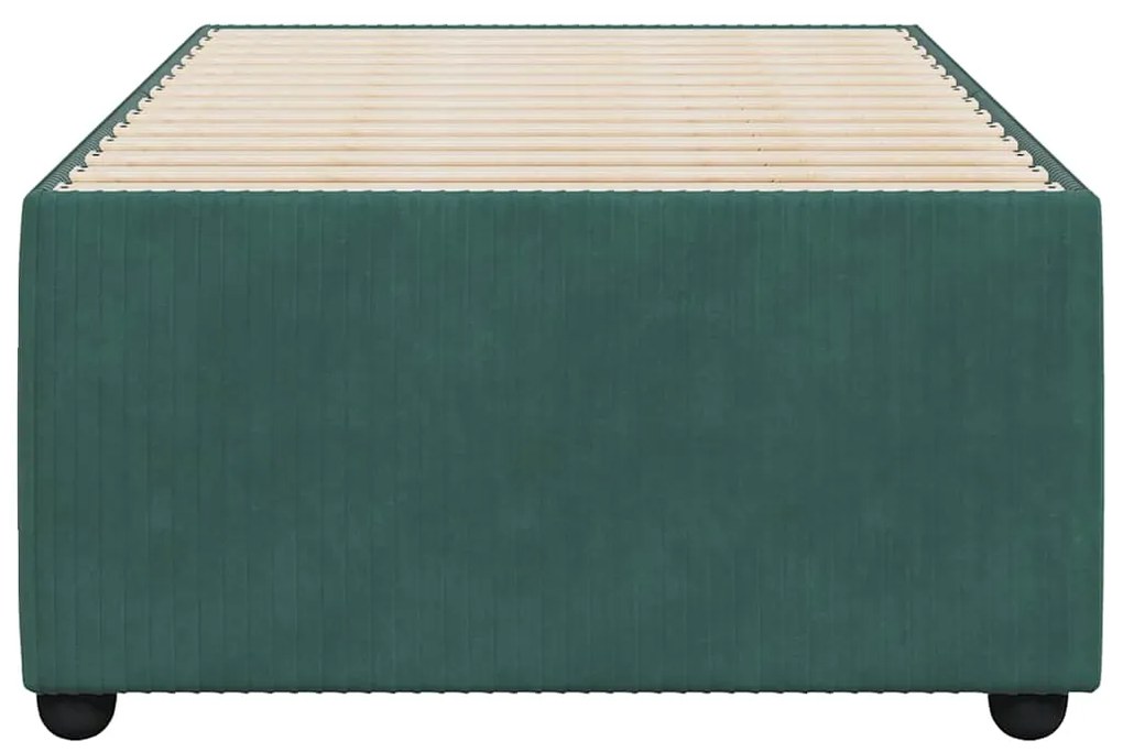 Estrutura de cama sem colchão 90x200 cm veludo verde-escuro