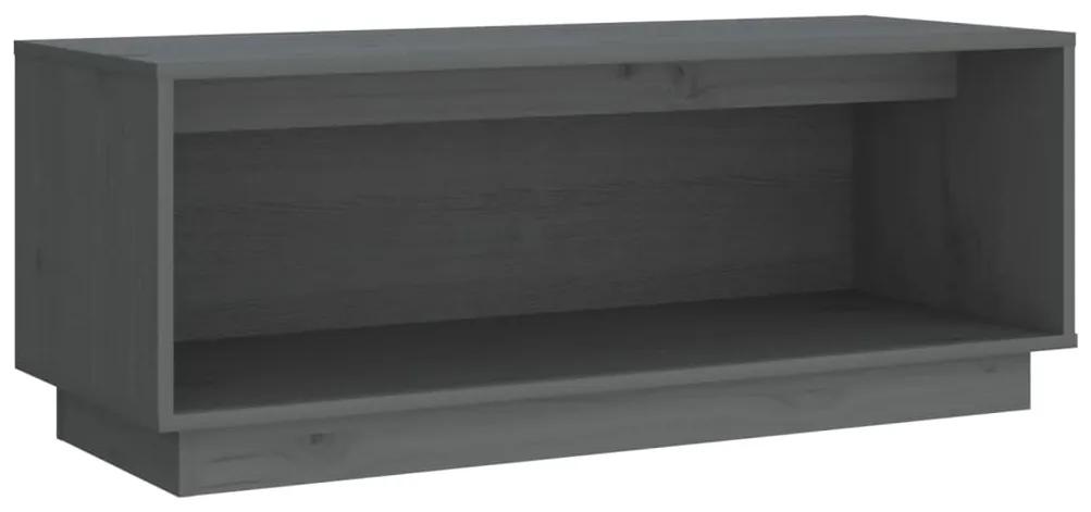Móvel de TV 90x35x35 cm madeira de pinho maciça cinza