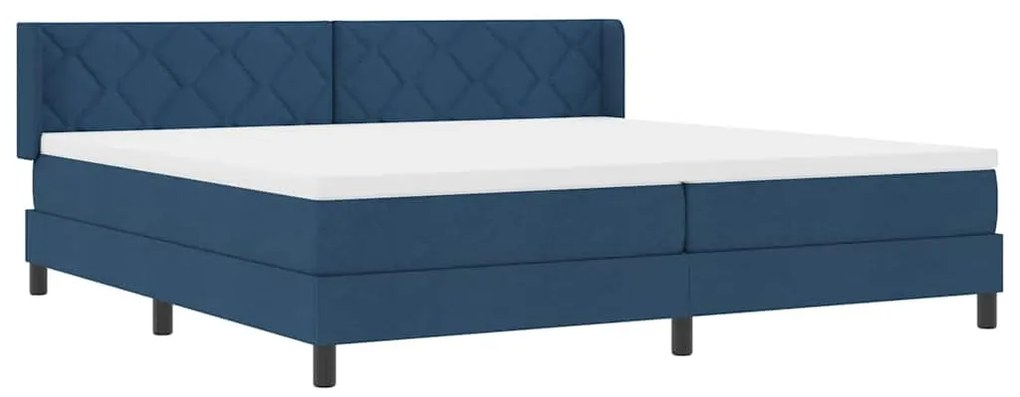 Cama Box com Colchão Azul, 200 cm x 200 cm, Tecido