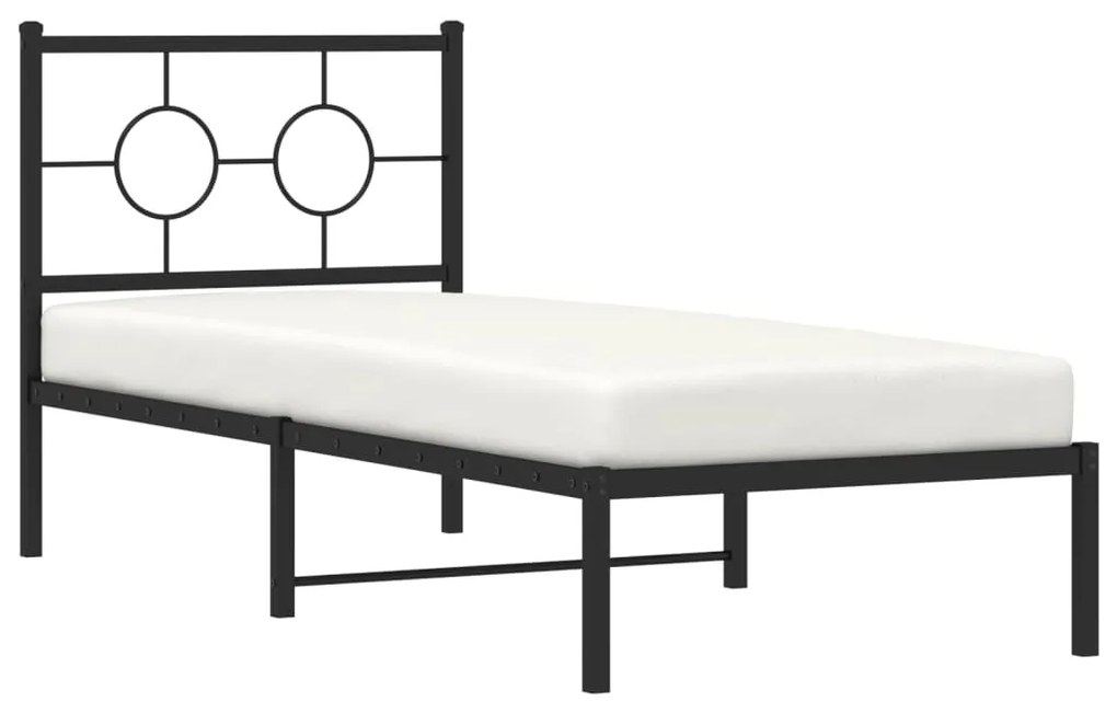 Estrutura de cama com cabeceira 80x200 cm metal preto