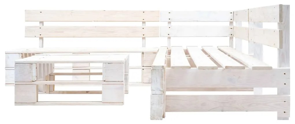 Sofás de paletes para jardim 4 pcs madeira branco