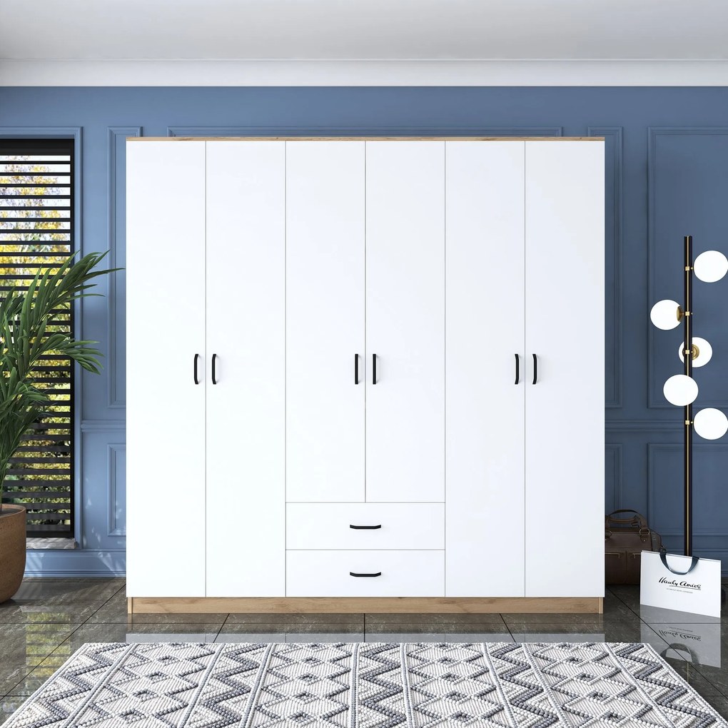 Guarda-roupa BA111 – Nogueira e Branco – 210 cm x 210 cm x 51,5 cm