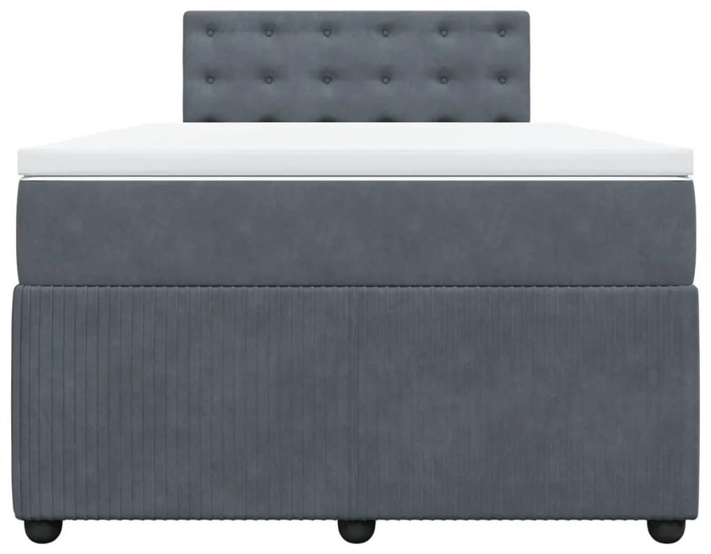 Cama boxspring com colchão 120x200 cm veludo cinzento-escuro