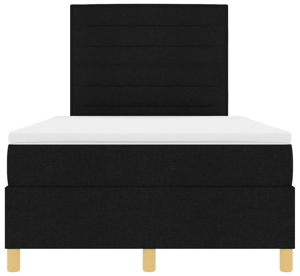 Cama Box Springs com Colchão Preto 120x200 cm Tecido