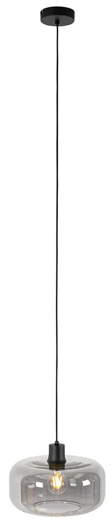 Candeeiro de suspensão Art Deco preto com vidro fumê - Bizle