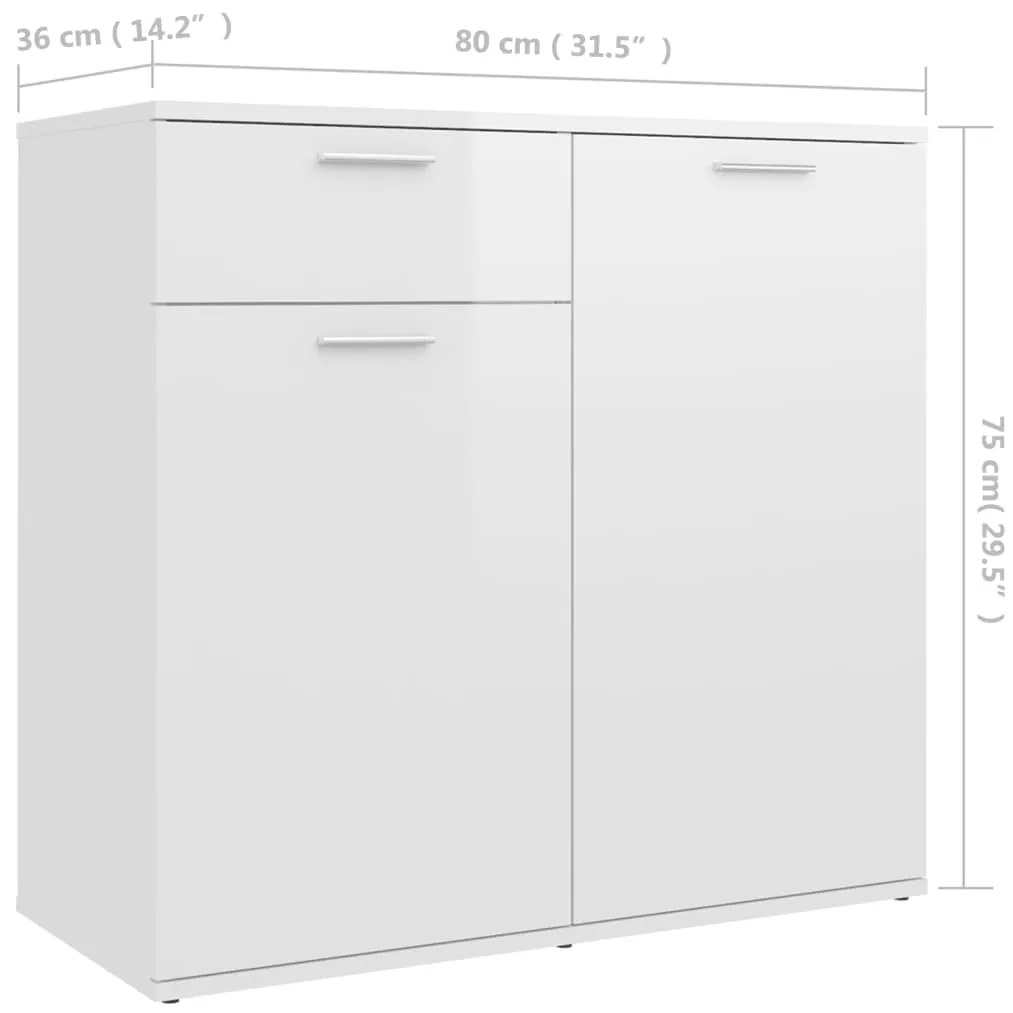 Aparador 80x36x75 cm derivados de madeira branco brilhante