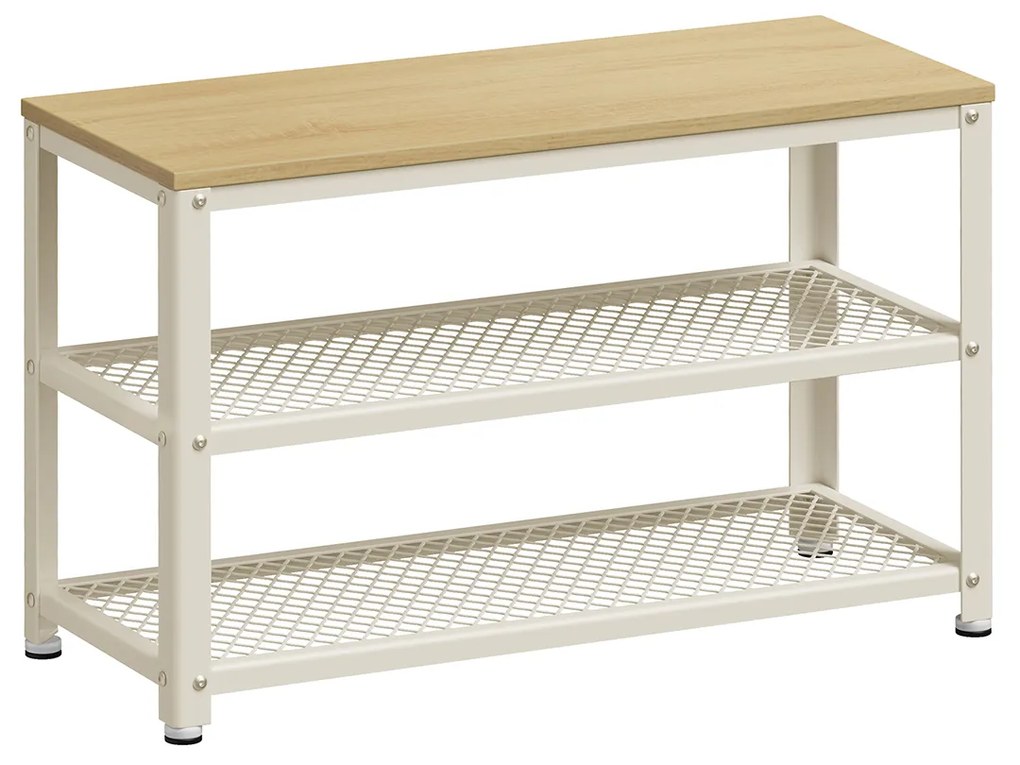 Banco para sapatos com 2 prateleiras 30 x 73 x 45 cm bege - branco