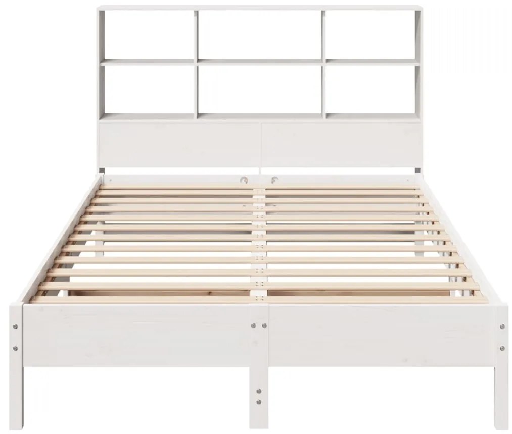 Cama com estante sem colchão 160x200 cm pinho maciço branco