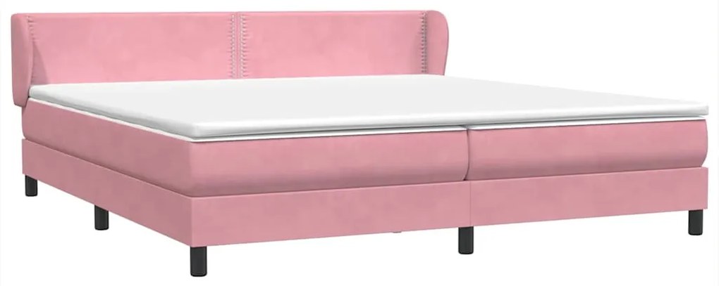 Cama com molas colchões 200x210 cm veludo rosa