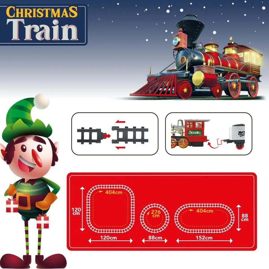 Comboio Elétrico Clássico Speed & Go Leve Som Natal 26 x 11,5 x 6 cm 2 Unidades