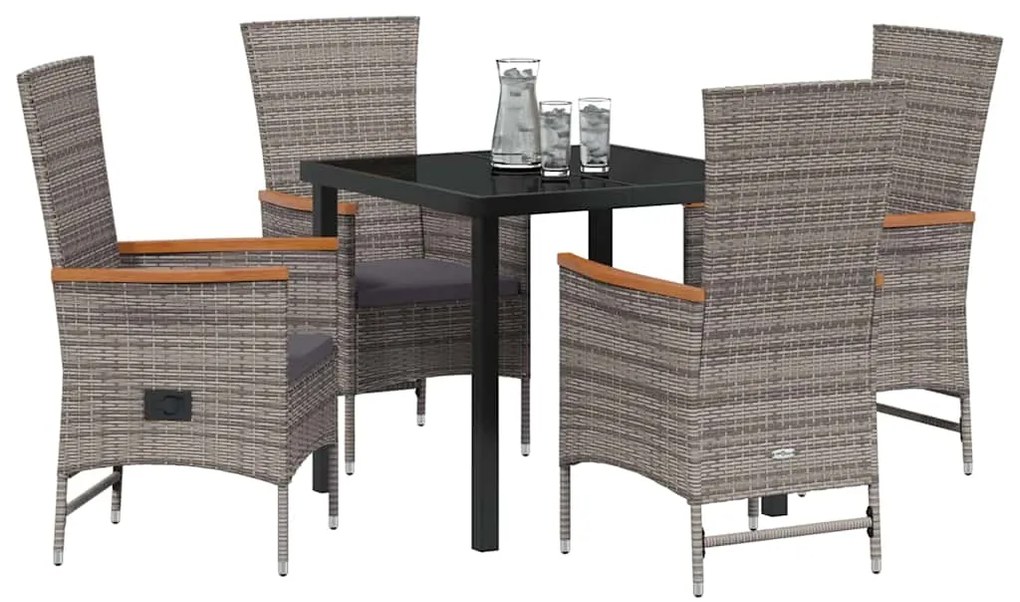 Cadeiras Externas 5 pcs Cinzento 80 x 80 x 73 cm Ratan PE