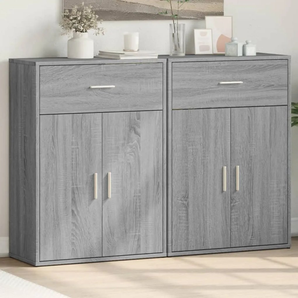 vidaXL Aparadores 2 pcs 60x30x84 cm derivados madeira cinzento sonoma