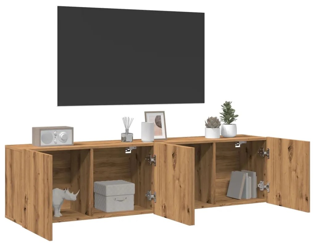 Móveis de parede para TV 2 pcs 80x30x41 cm carvalho artisiano