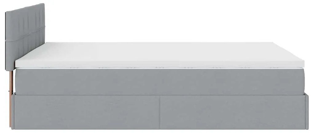 Estrutura cama otomana colchão 140x200cm tecido cinzento claro