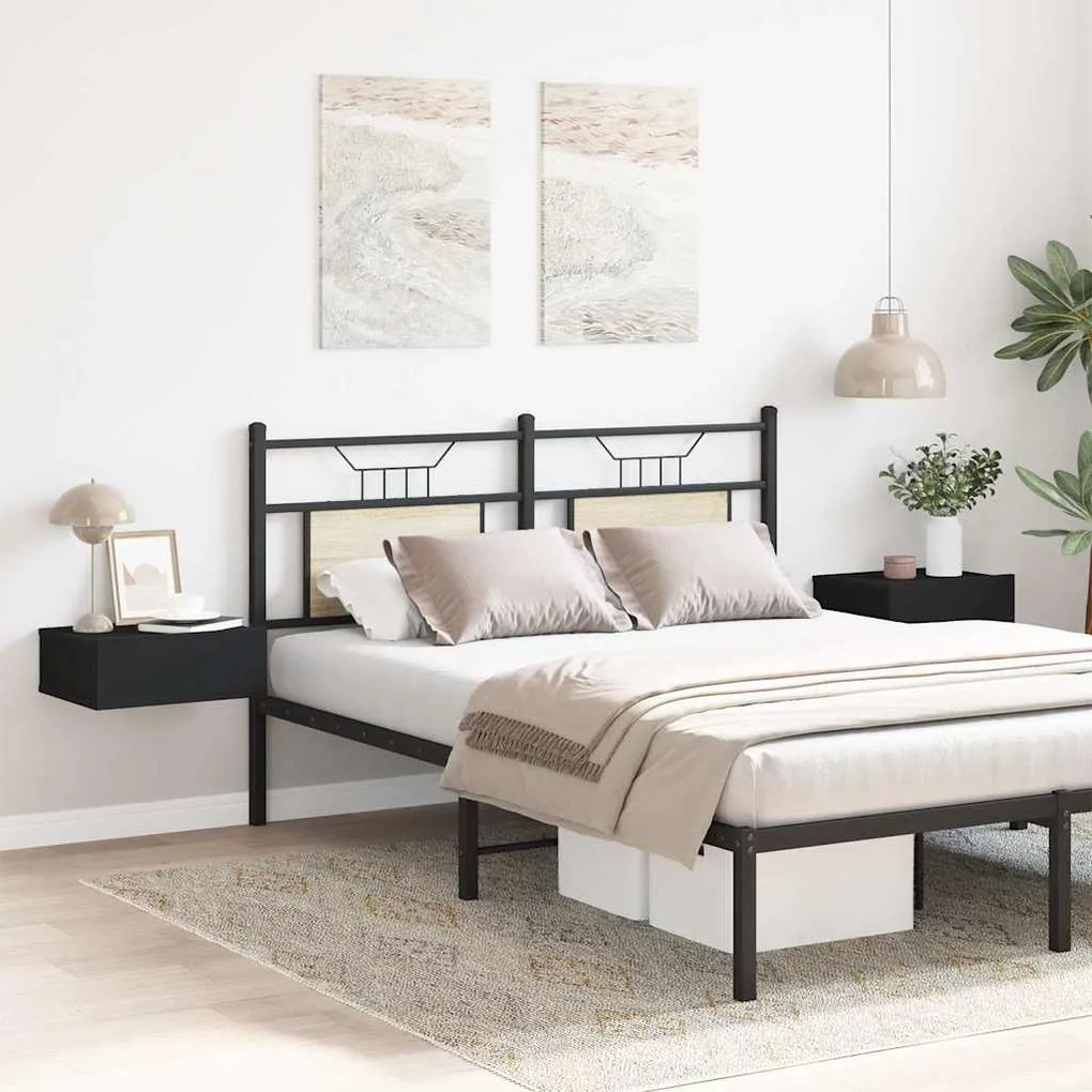 Mesa de cabeceira suspensa 2 pcs derivados de madeira preto