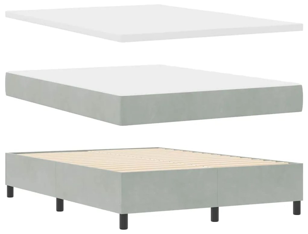 Cama Box Spring vidaXL com Colchão e Luz LED Cinza Claro 140x190 cm Ve