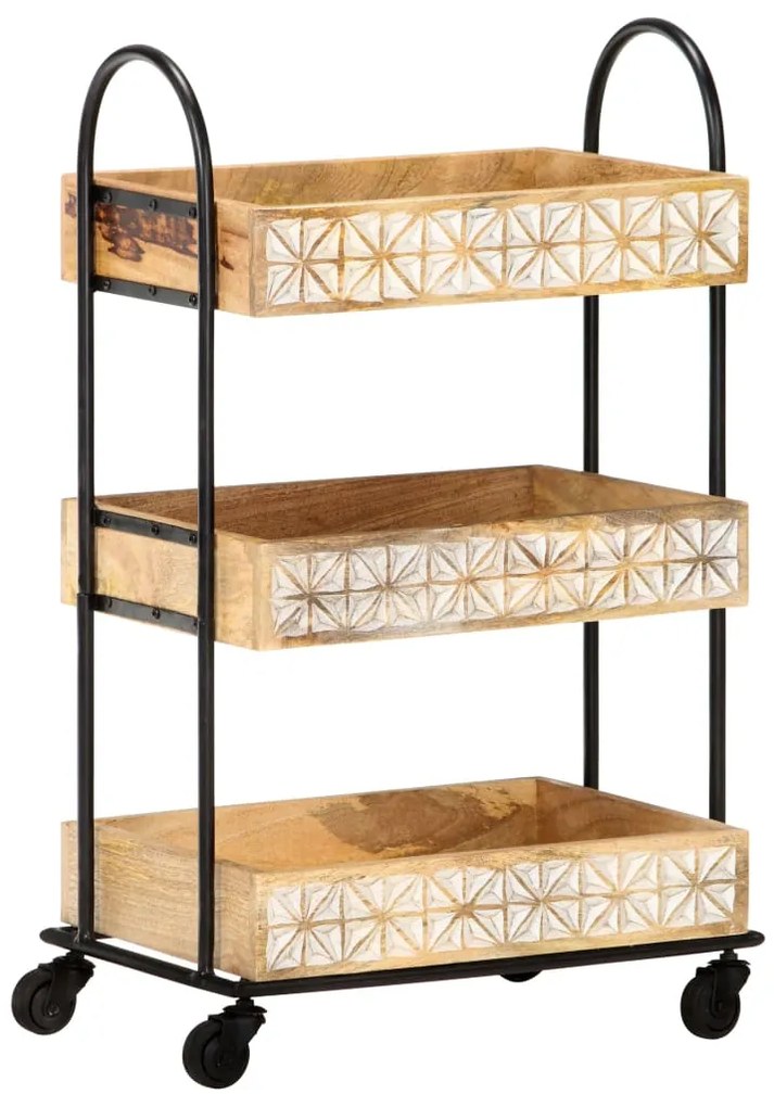 Carrinho de cozinha 3 prateleiras 46x30x76 cm mangueira maciça