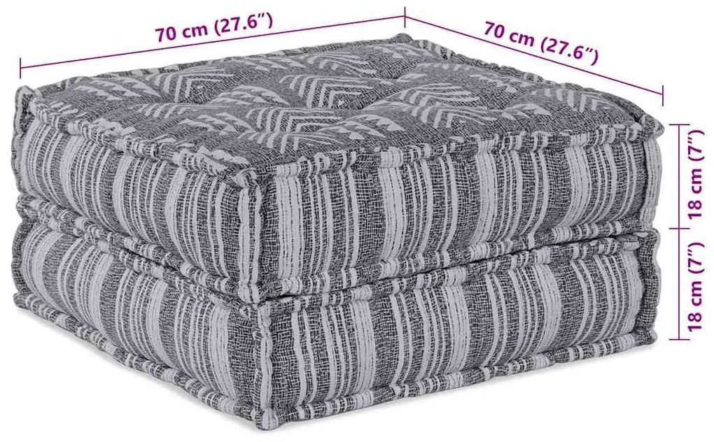 Puff Modular em Cinza - 70x70x36 cm em Tecido