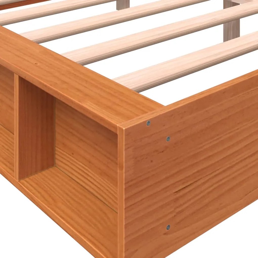 Cama sem colchão 160x200 cm madeira pinho maciço castanho-mel