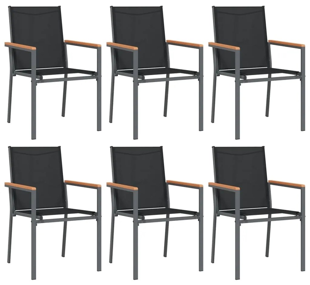 7 pcs conjunto de jantar para jardim textilene e aço preto
