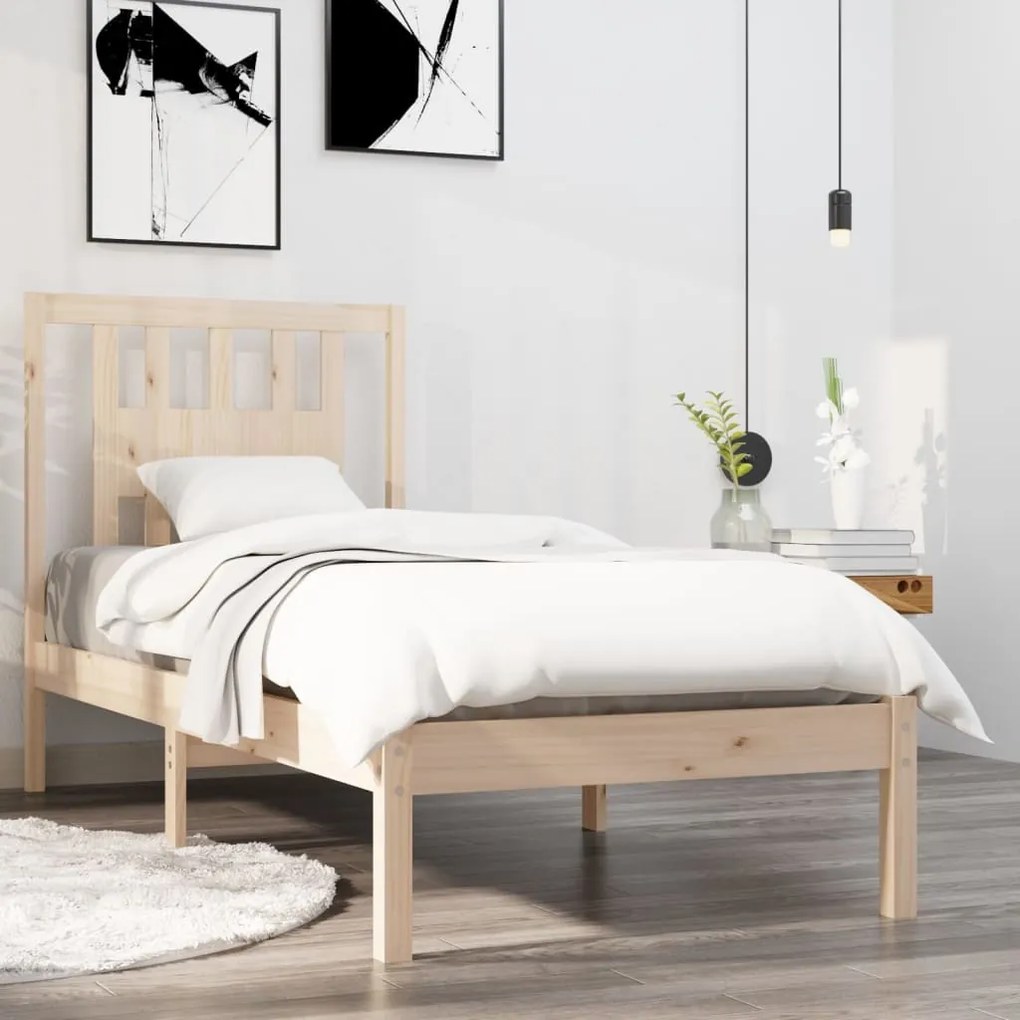 vidaXL Estrutura cama pequena solteiro 75x190 cm madeira maciça