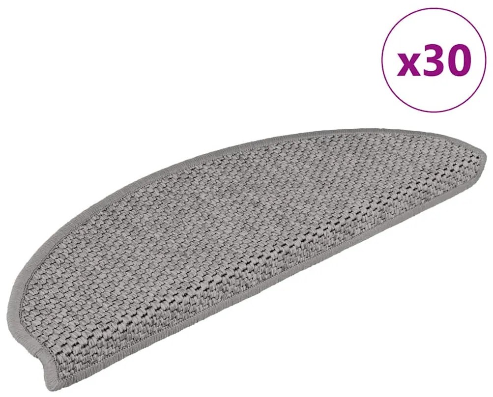 Tapetes escada adesivos aspeto sisal 30pcs 65x21x4 cm prateado