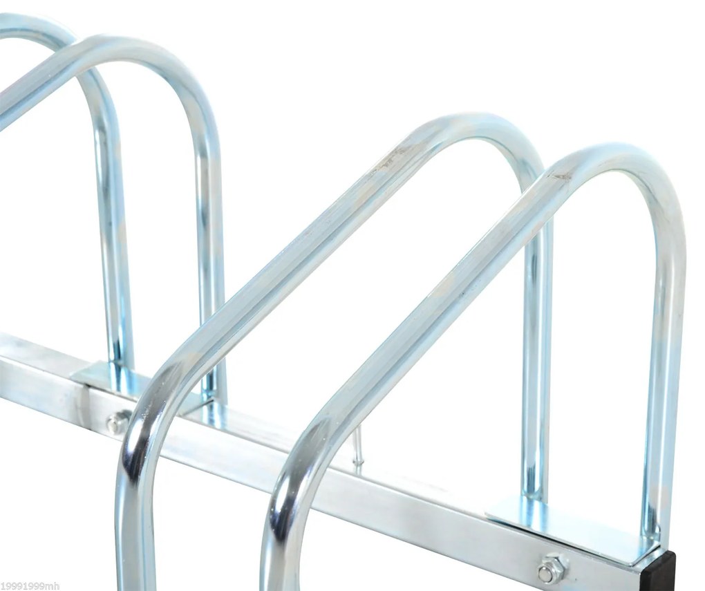 HOMCOM Estacionamento para 3 Bicicletas Suporte de Aço para Estacionar Bicicletas no Chão para Interior e Exterior 76x33x27cm Prata