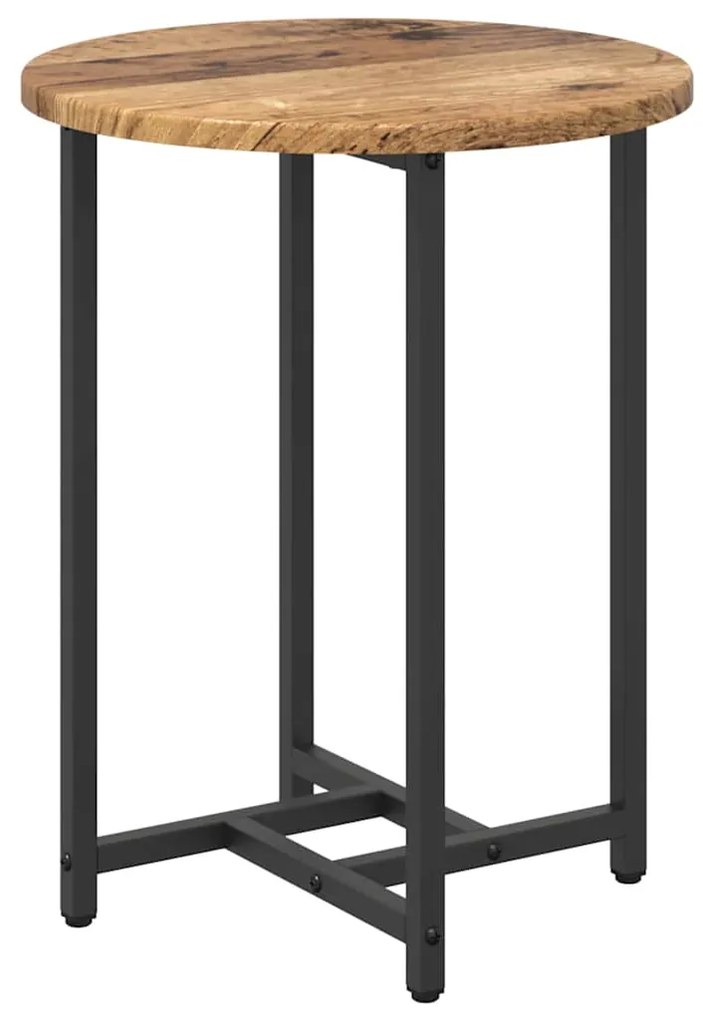 Conjunto de Mesas de Apoio 2 pcs em Madeira Velha e Metal