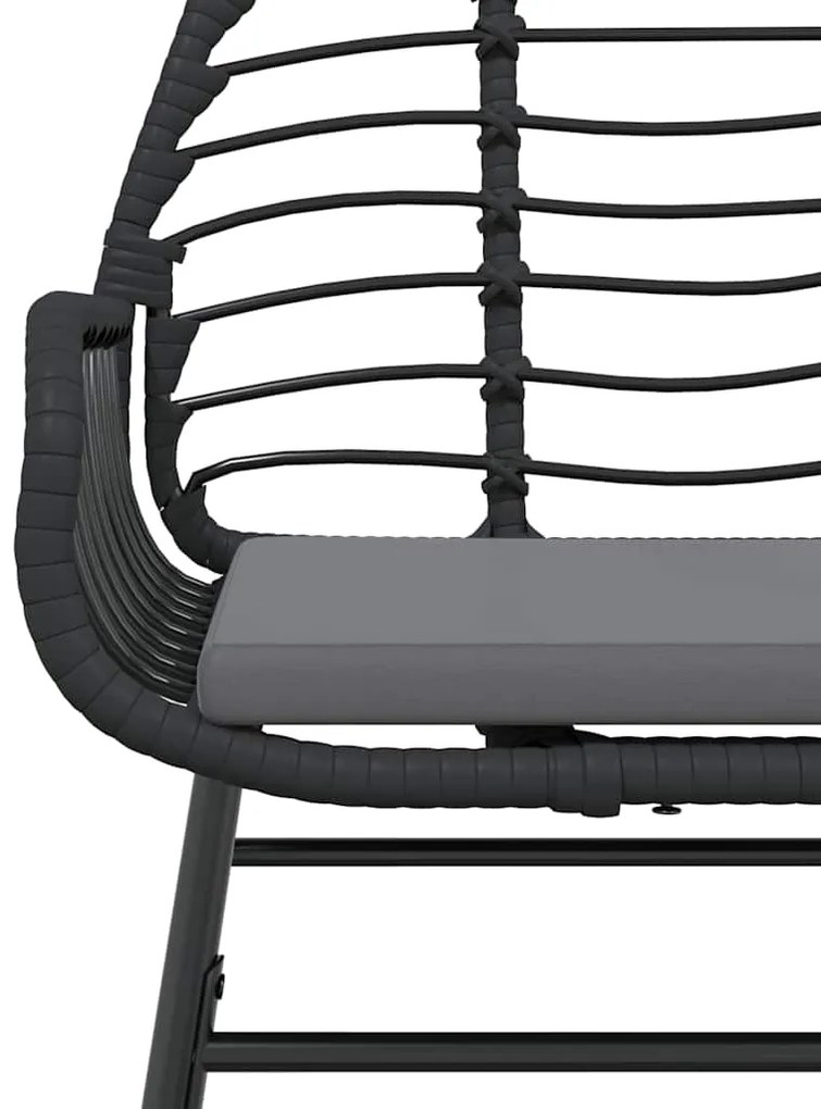 Conjunto de jantar jardim 9 peças almofadas vidro vime PE preto