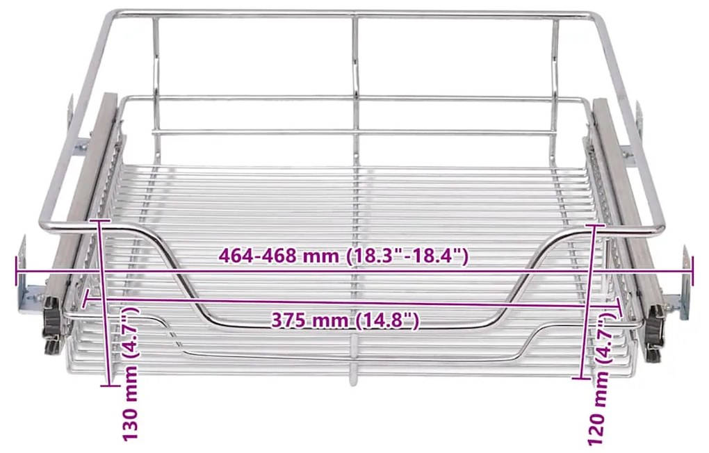 Cestos de arame extraíveis 2 pcs 500 mm prateado