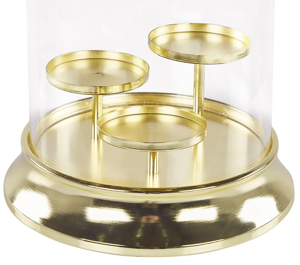 Porta-velas em metal dourado e vidro 24 cm CILEGON Beliani