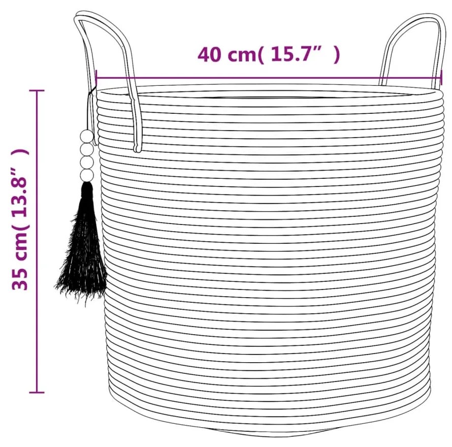 Cesto de arrumação Ø40x35 cm algodão castanho