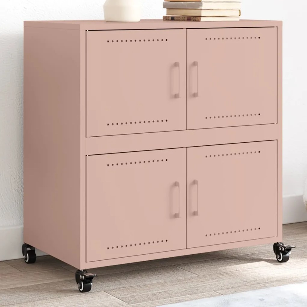 vidaXL Aparador 68x39x72 cm aço rosa