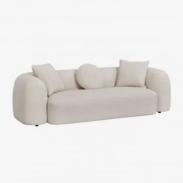 Sofá De 3 Lugares Em Chenille Coco Chenille Grossa Branca - Sklum