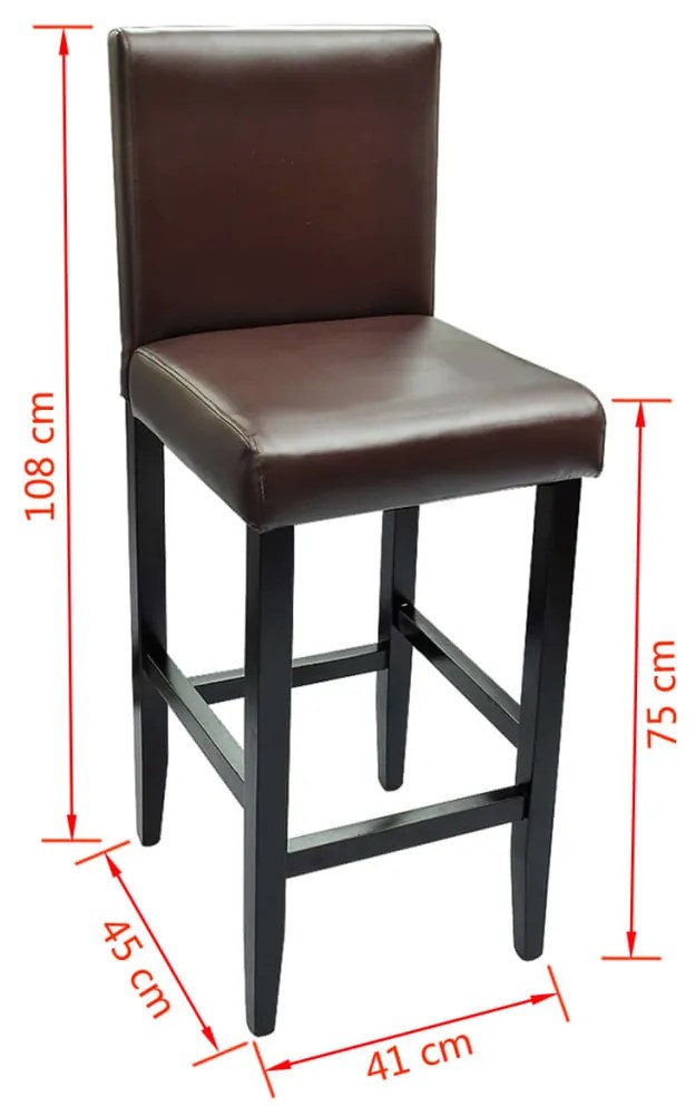 Bancos de bar 2 pcs couro artificial castanho-escuro