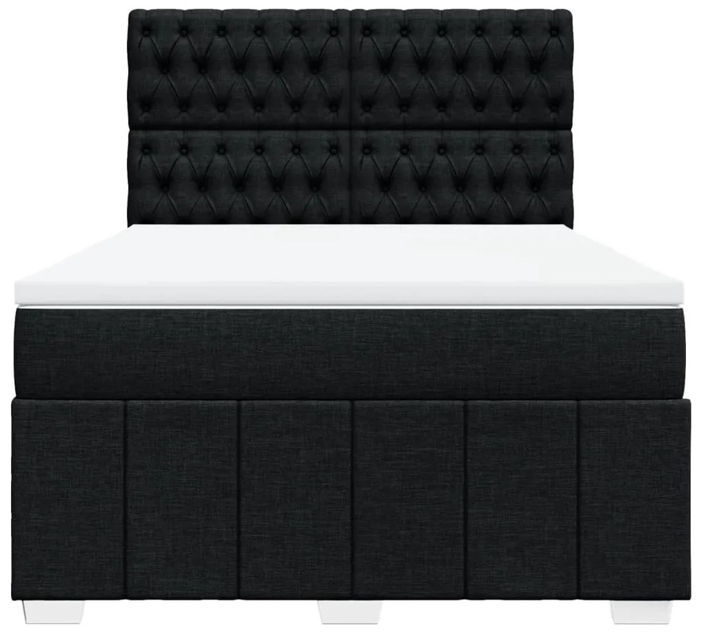 Cama com molas/colchão 160x200 cm tecido preto