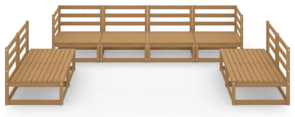 8 pcs conjunto lounge de jardim pinho maciço castanho mel