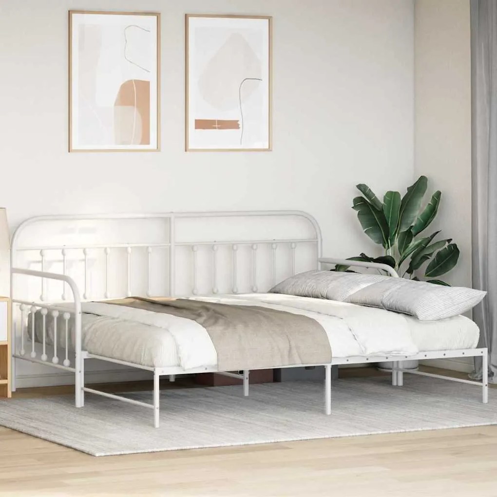 Cama Dia vidaXL com Cama de Rolagem Branca 100x190 cm Aço