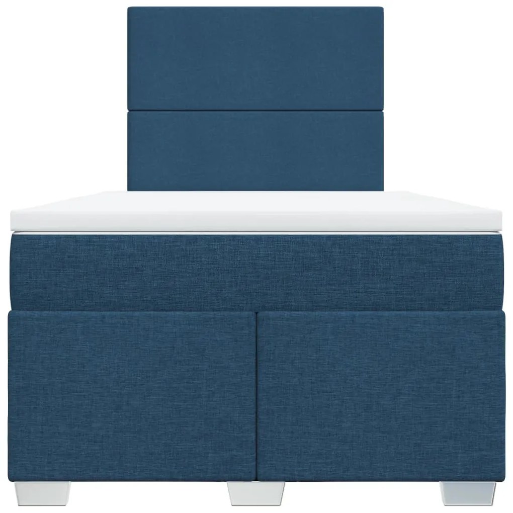 Cama boxspring com colchão 120x190 cm tecido azul