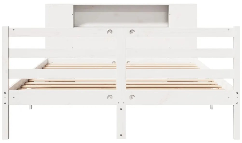 Cama com estante sem colchão 140x190 cm pinho maciço branco