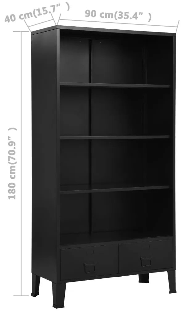 Estante industrial 90x40x180 cm aço preto