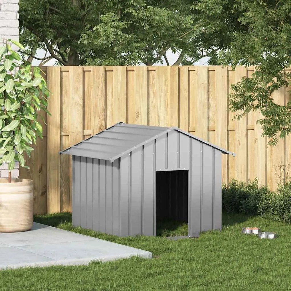 Casota para cães com telhado 131x101x102 cm aço galvanizado